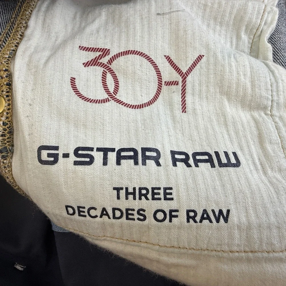 G Star Raw 30 Y Jeans Dark Wash Moto Double Knee Leather Trim Men's Size‎ 32x28
